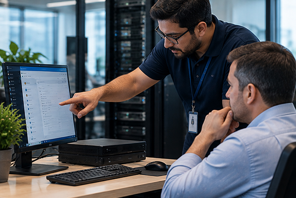 Help Desk IT Support Services IT support technician assisting a user with a technical issue