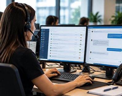 Remote Help Desk Computer Support IT help desk professional providing computer support remotely